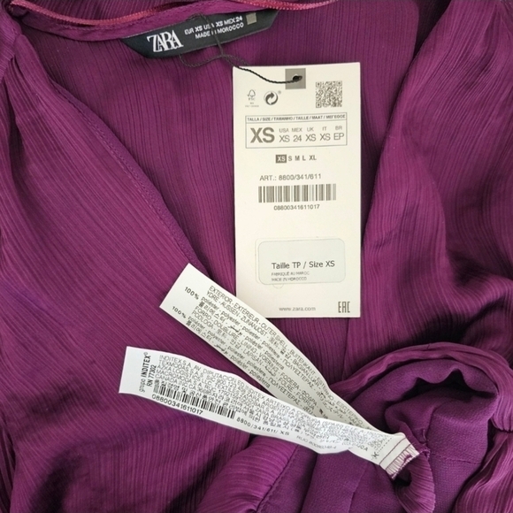 🇪🇦 Zara Purple Knotted Surplice Chiffon Blouse - Picture 13 of 16